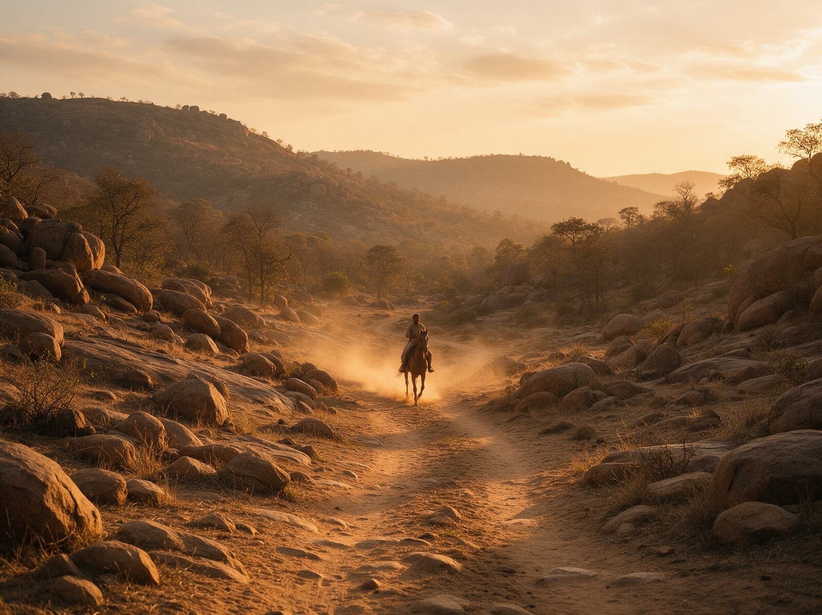 Horse riding on a forest trail